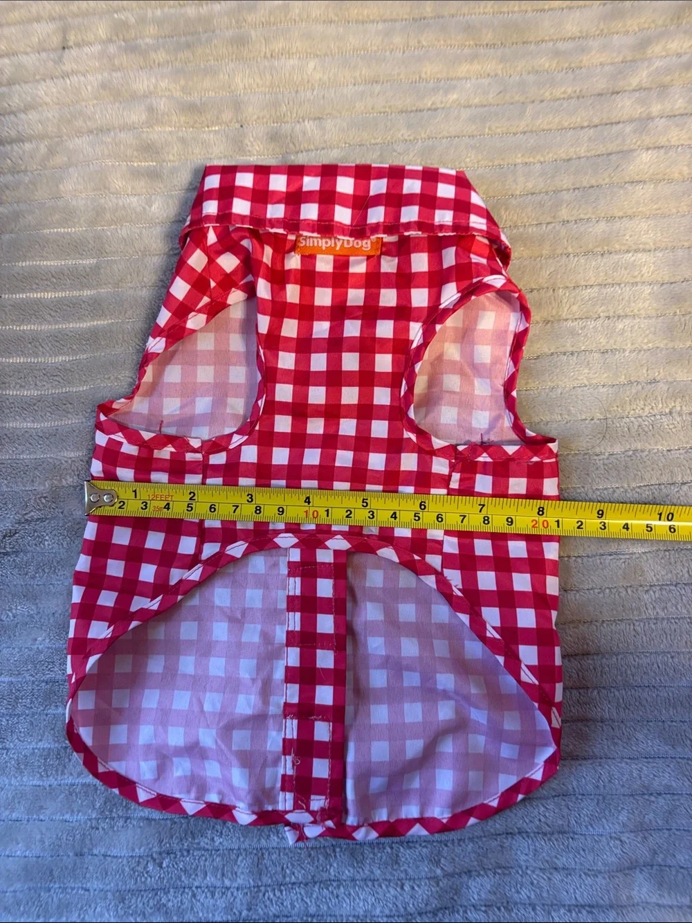 Red Gingham Dog Shirt with Denim Pockets - never worn, XS size